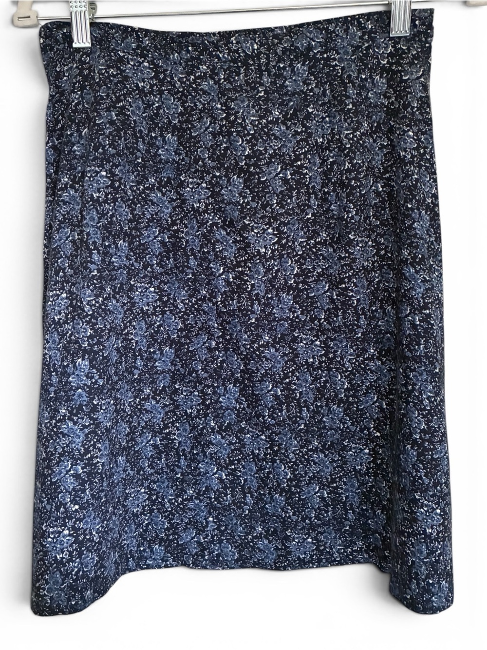 NWT Vintage 90s Coquette Gardengoth Floral A-Line Midi Skirt in Navy Blue Sz 4/6